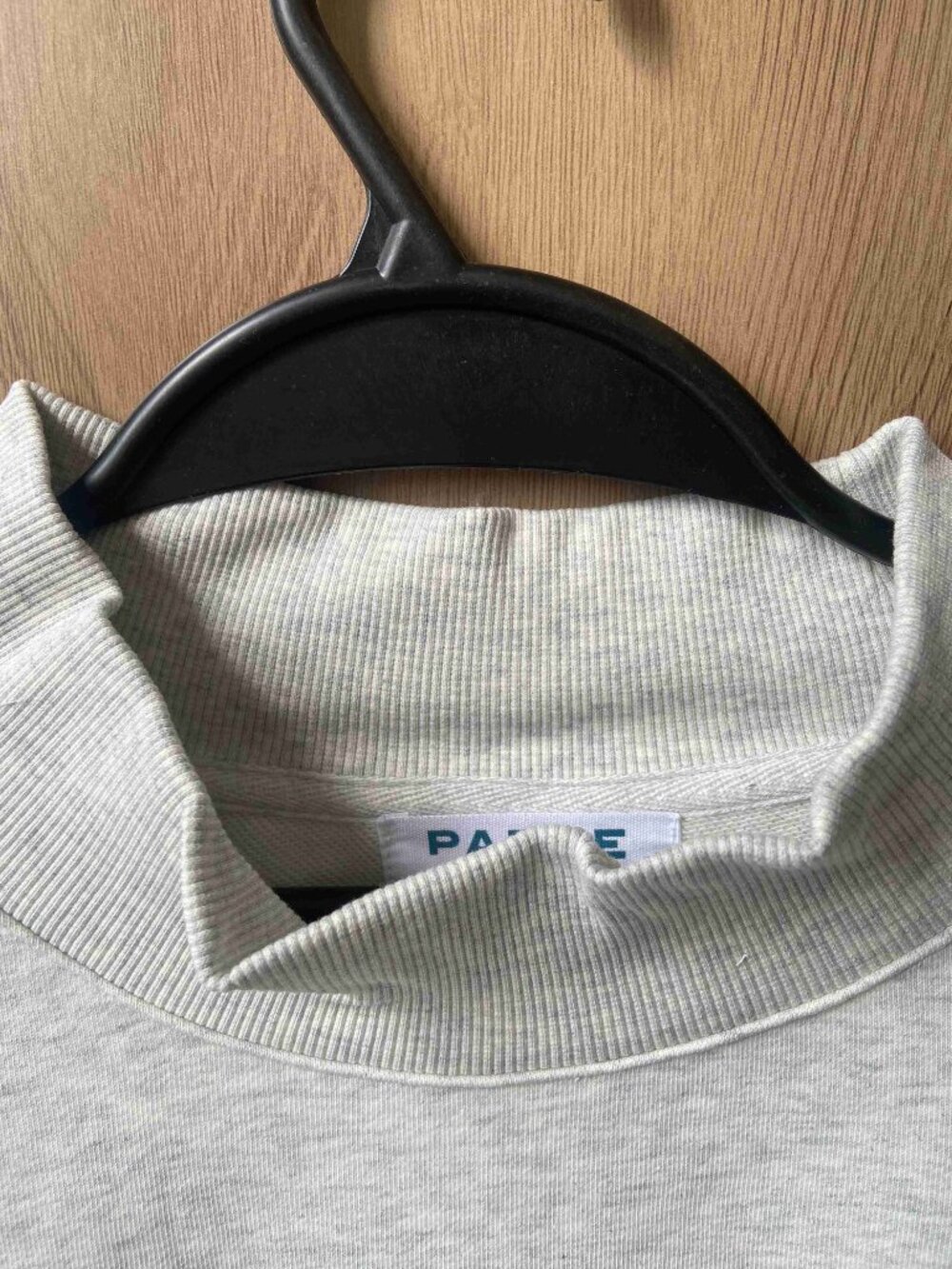 PARKE Varsity Letter Mock Neck Pullover Heather Gray Casual Sweatshirt - Picture 2 of 6
